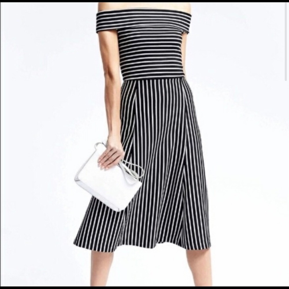 Banana Republic Off The Shoulder Striped Dress